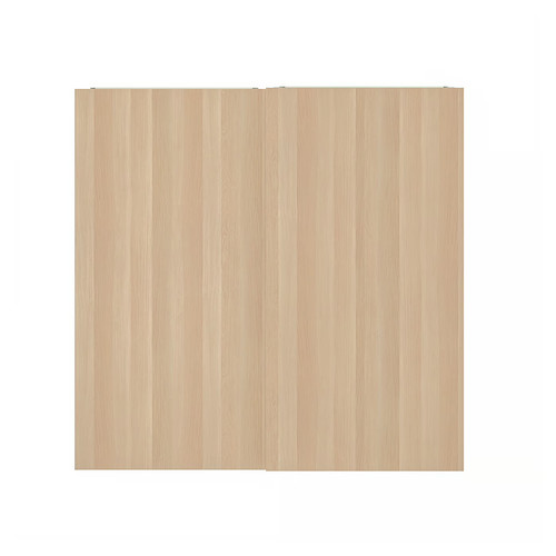 HASVIK Pair of sliding doors, white stained oak effect, 200x201 cm