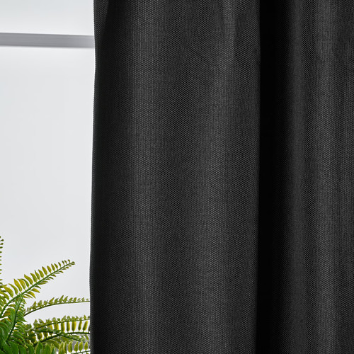 ANNAKAJSA Room darkening curtains, 1 pair, anthracite, 145x300 cm