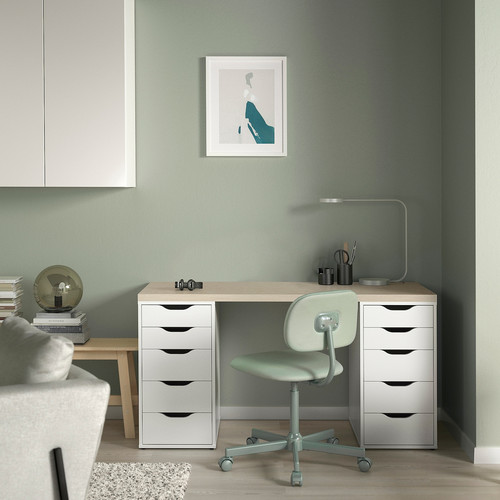 MITTCIRKEL / ALEX Desk, lively pine effect white, 140x60 cm