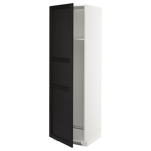 METOD High cab f fridge or freezer w door, white/Lerhyttan black stained, 60x60x200 cm