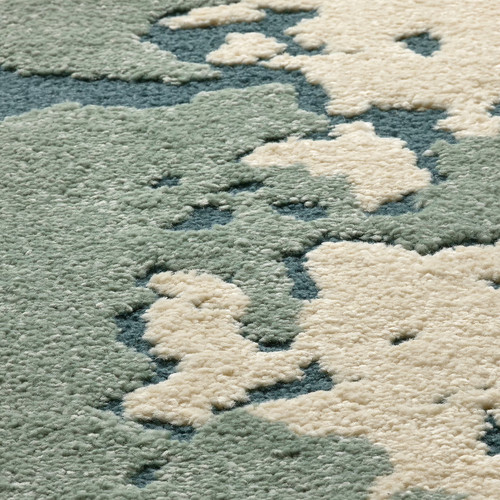 RINGKLOCKA Rug, low pile, green/off-white, 160x230 cm