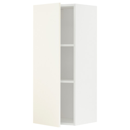 METOD Wall cabinet with shelves, white/Vallstena white, 40x100 cm