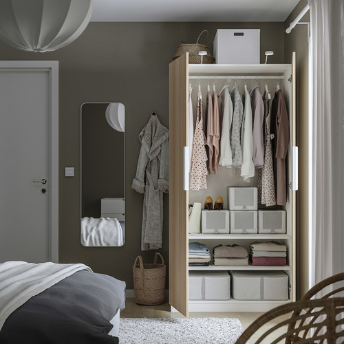 PAX / FORSAND Wardrobe, white/white stained oak effect, 100x60x201 cm