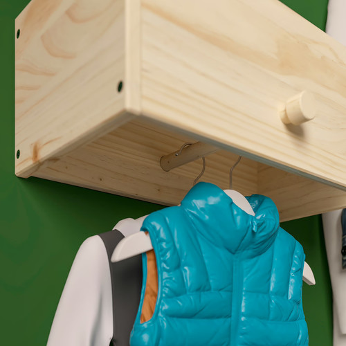 RAGGBERG Coat rack with shelf, pine, 40x21x17 cm
