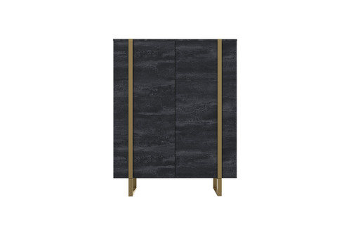 Two-Door Cabinet Verica 120 cm, charcoal/gold legs