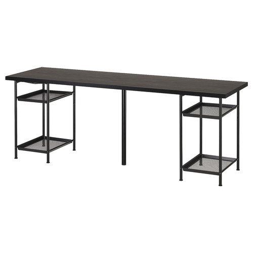 LAGKAPTEN/SPÄND Desk, black-brown/black, 200x60 cm