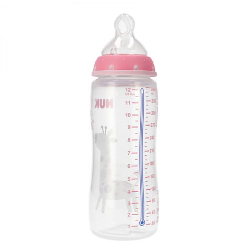 NUK First Choice Plus Baby Bottle with Temperature Control 300ml 6-18m, pink