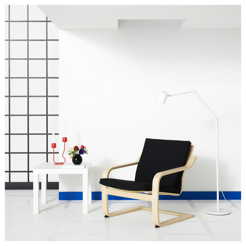 POÄNG Low-back armchair, natural colour/beige/Vissle black