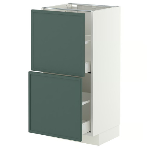METOD/MAXIMERA Base cabinet with 2 drawers, white/Aspudden dark grey-green, 40x37 cm