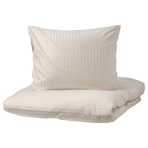 NATTJASMIN Duvet cover and 2 pillowcases, light beige, 200x200/50x60 cm