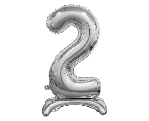 Foil Balloon Number 2 Standing, silver, 74cm