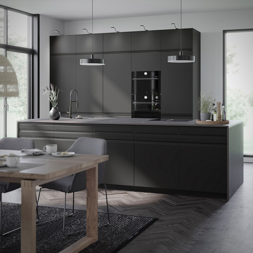 METOD High cabinet for fridge w 2 doors, black/Upplöv matt anthracite, 60x60x220 cm