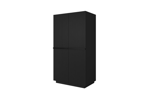 Wardrobe Nicole with Drawer Unit 100 cm, matt black, black handles
