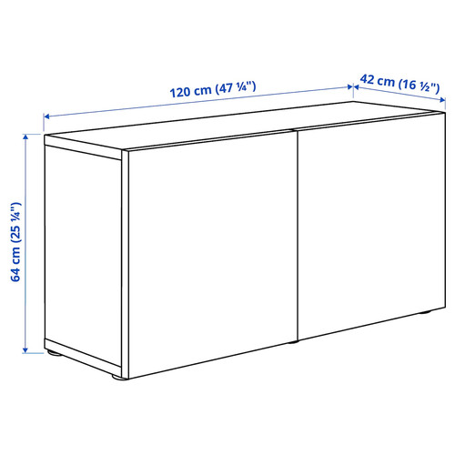 BESTÅ Wall-mounted cabinet combination, white Hedeviken/oak veneer, 120x42x64 cm
