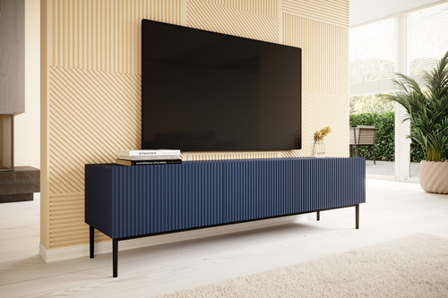 TV Cabinet Nicole 200 cm, dark blue/black legs