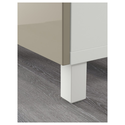 BESTÅ Storage combination with drawers, white, Selsviken high-gloss beige, 180x40x74 cm