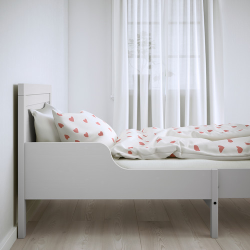SUNDVIK Ext bed frame with slatted bed base, grey, 80x200 cm