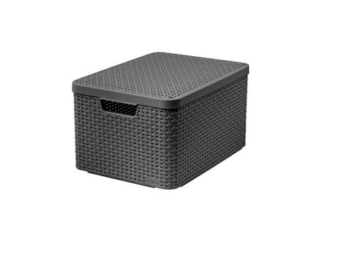 Curver Storage Basket with Lid M 18l, dark brown