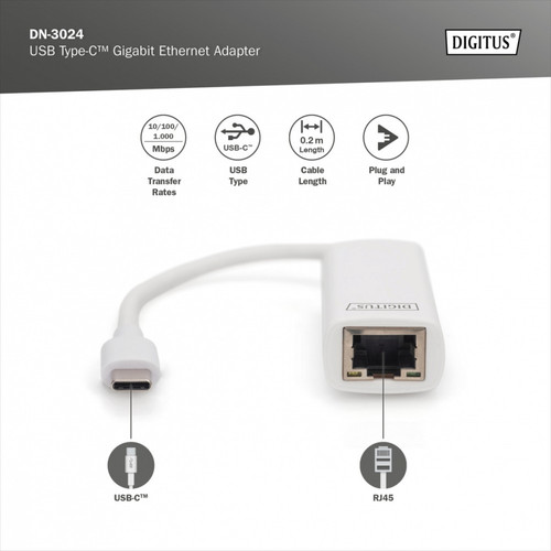 Digitus Gigabit Ethernet Adapter USB Type-C