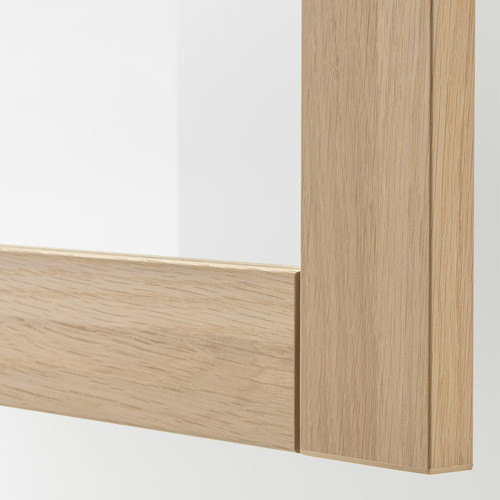 SINDVIK Glass door, oak effect, clear glass, 60x38 cm