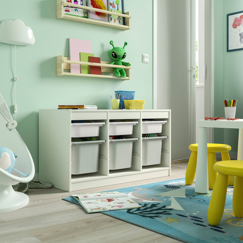 TROFAST Storage combination with boxes, white white/grey, 99x44x56 cm