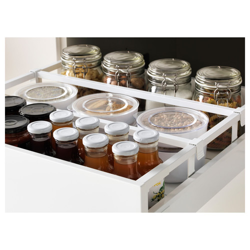 METOD / MAXIMERA Hi cab w shlvs/4 drawers/dr/2 frnts, white/Veddinge white, 60x60x220 cm