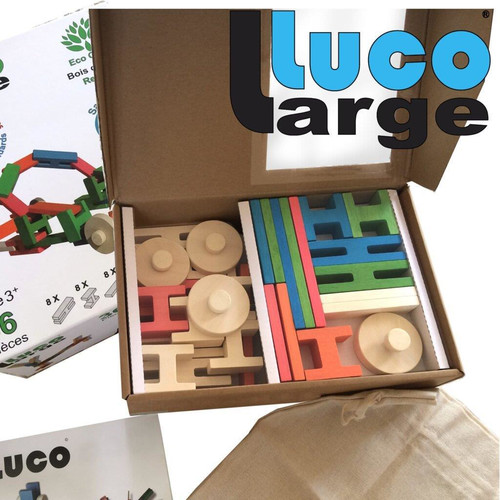 Luco Large Blocks fit Kapla and Keva with Wheels 36 Pieces 3+