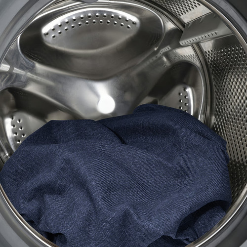 RAMNEFJÄLL Upholstered bed frame, Kilanda dark blue/Luröy, 160x200 cm