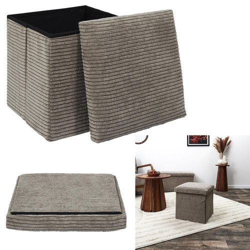 Folding Pouffe, corduroy, taupe