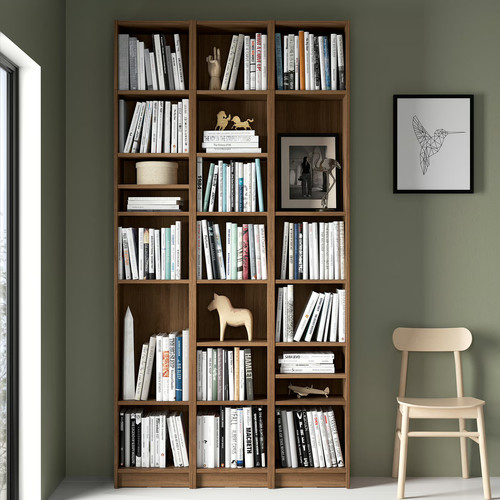 BILLY Bookcase comb w extension units, brown walnut effect, 120x28x237 cm