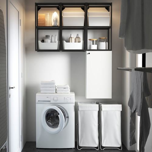 ENHET Storage combination for laundry, anthracite, white, 120x30x150 cm