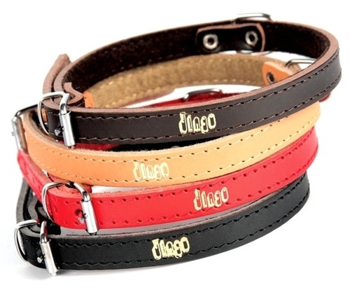 Dingo Leather Dog Collar 1.0x24cm, red