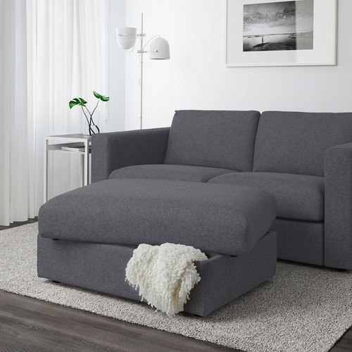 VIMLE Footstool with storage, Gunnared medium grey