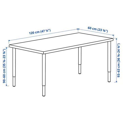 LAGKAPTEN / OLOV Desk, black-brown/white, 120x60 cm