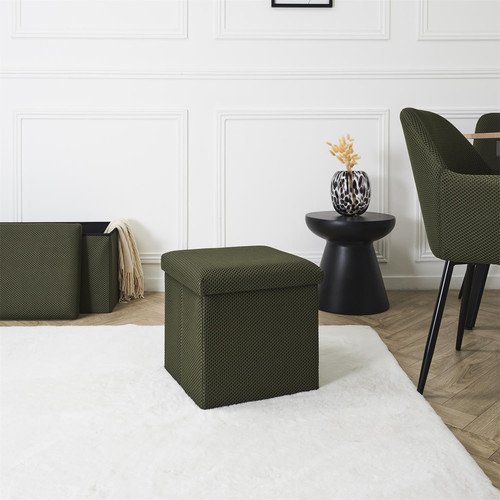 Folding Storage Pouffe Vels Atom, khaki