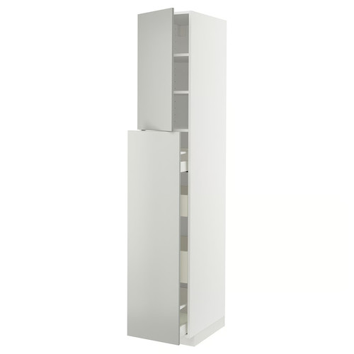 METOD / MAXIMERA Hc w p-o func 4drw/1dr/2shlv, white/Havstorp light grey, 40x60x220 cm