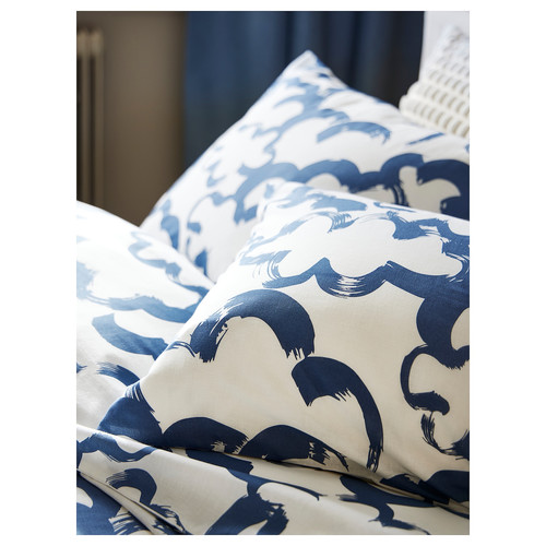 EKPURPURMAL Duvet cover and pillowcase, white blue/cloud, 150x200/50x60 cm