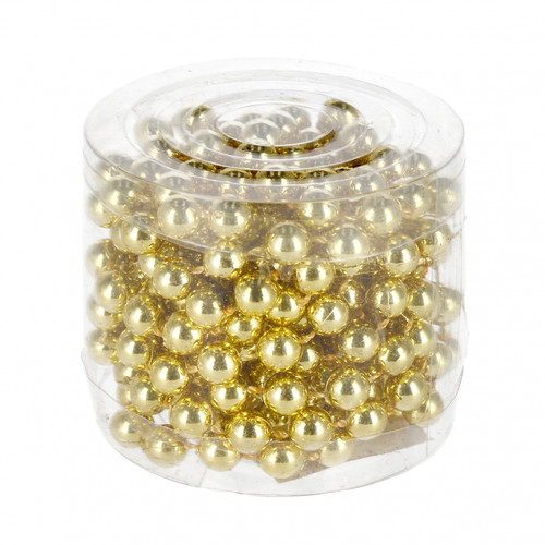 Christmas Tree Pearl Bead Chain Garland, Gold, 8 mm x 2.7 m