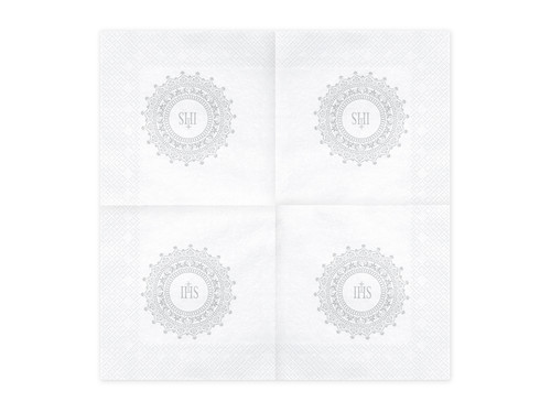 Paper Napkin IHS Holy Communion 33x33cm 20pcs, silver