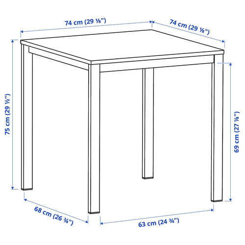 VIHALS Table, white/white, 74x74 cm