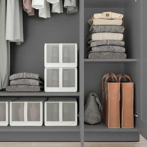 BRIMNES Wardrobe with 3 doors, grey, 117x190 cm
