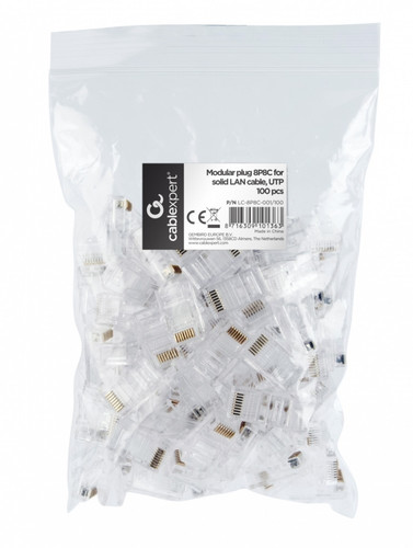 Gembird Modular Plug 8P8C for Solid LAN Cable CAT5, UTP, 100pcs