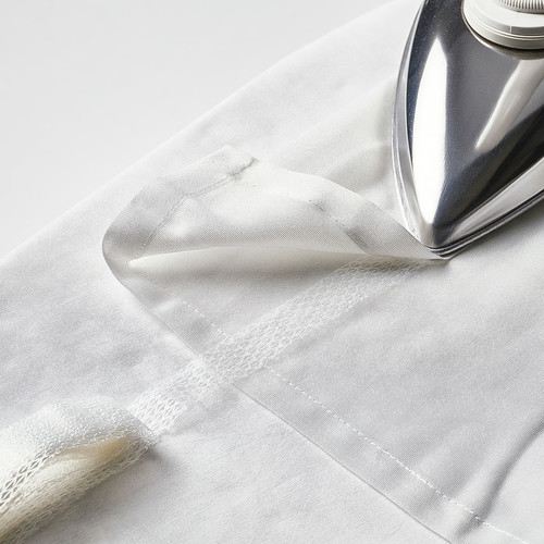 STENFRÖ Sheer curtains, 1 pair, white/with heading tape, 145x300 cm