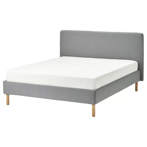 TÄRNKULLEN Upholstered bed frame, Tibbleby beige/grey/Luröy, 140x200 cm