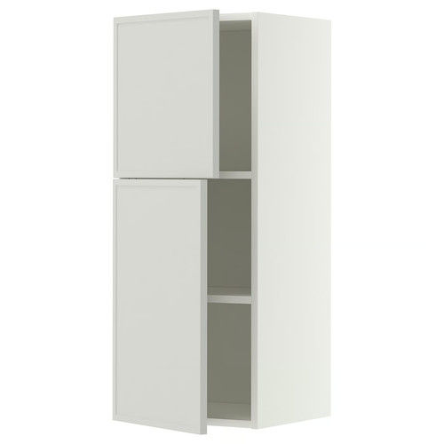 METOD Wall cabinet with shelves/2 doors, white/Aspudden light grey, 40x100 cm