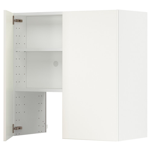 METOD Wall cb f extr hood w shlf/door, white/Veddinge white, 80x80 cm