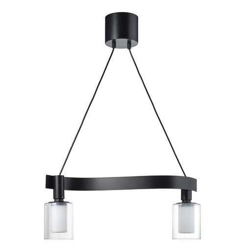 ACKJA / MOLNART Pendant lamp with light bulb, wave shaped black/cylinder striped