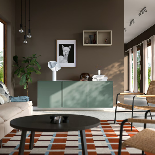 BESTÅ Wall-mounted cabinet combination, white/Krukmakare dark grey-green, 180x42x64 cm