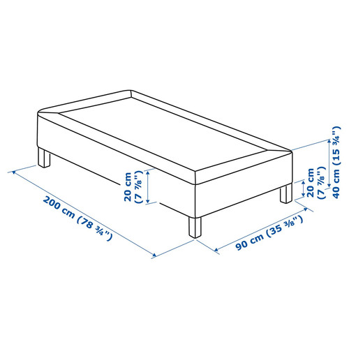 LYNGÖR Slatted mattress base with legs, white, 90x200 cm