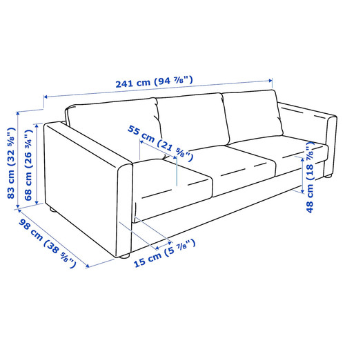 VIMLE 3-seat sofa, Hallarp grey